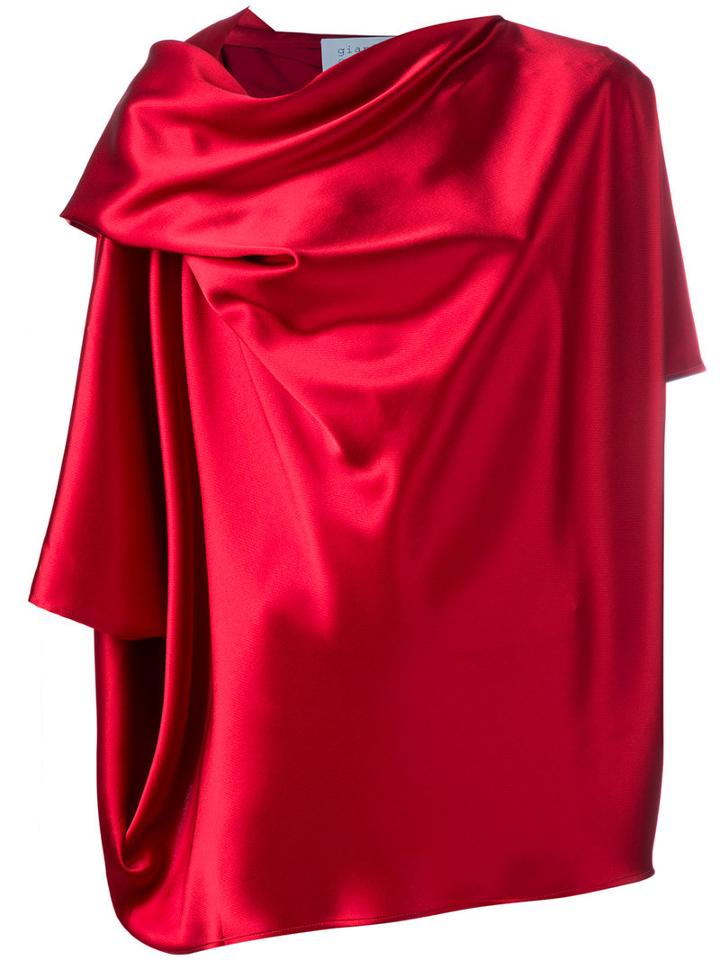 Gianluca Capannolo Draped Blouse, Women's, Size: 44, Red, Triacetate/polyester