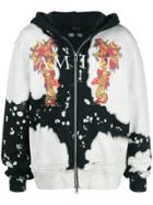 Amiri Bleached Effect Zip Hoodie - White
