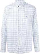 Etro Checked Shirt, Men's, Size: 40, White, Cotton