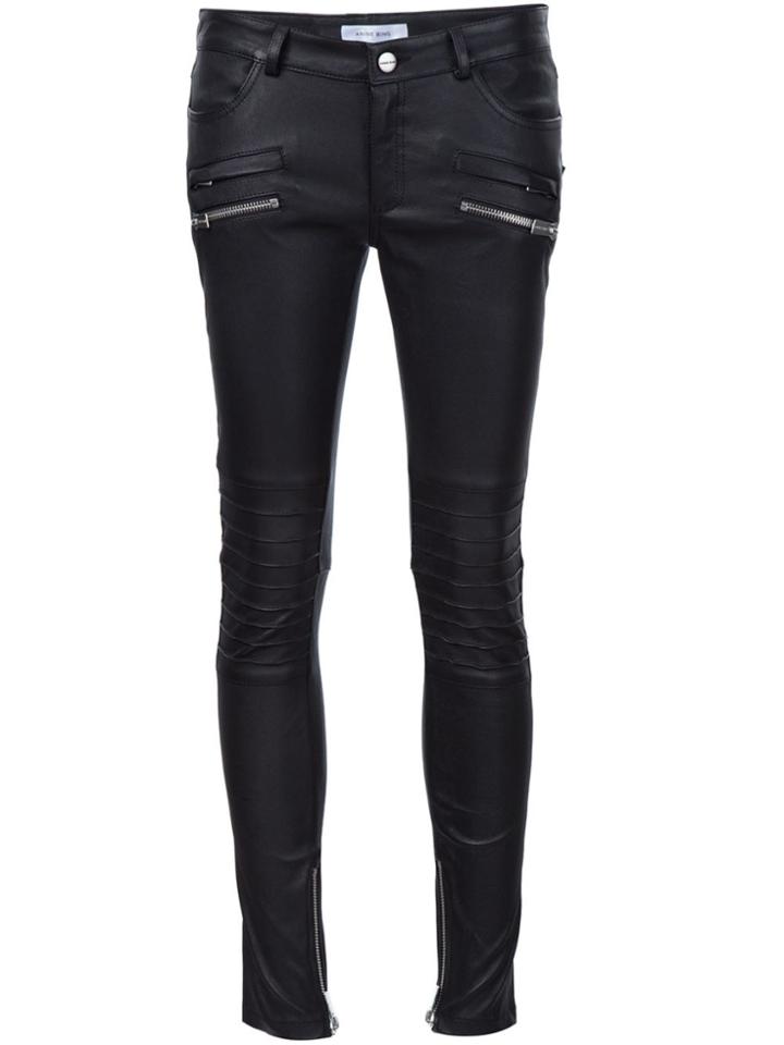 Anine Bing Biker Leather Pants - Black