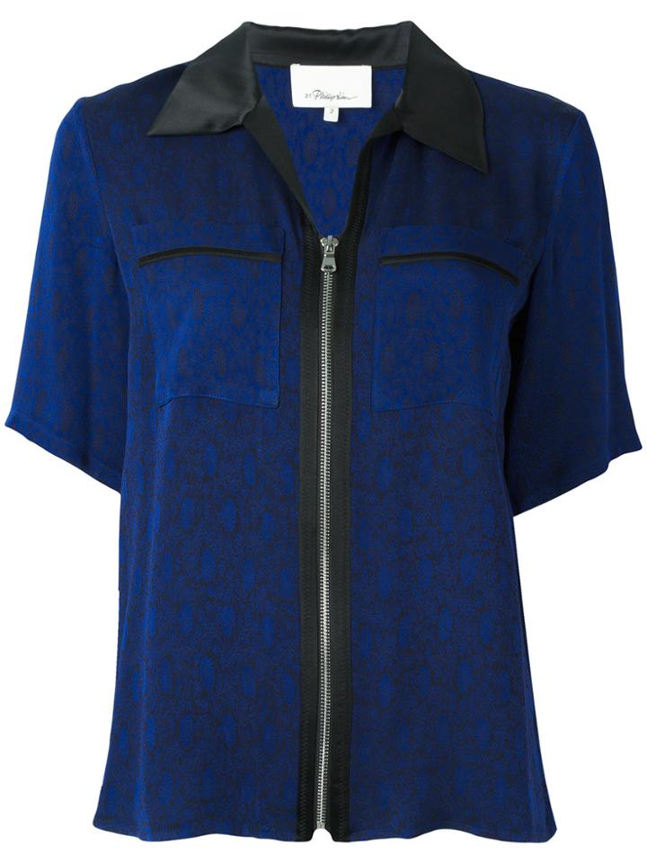 3.1 Phillip Lim Zipped Short Sleeve Shirt - Blue