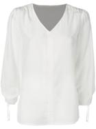 Jovonna Ruched Fitted Blouse - White