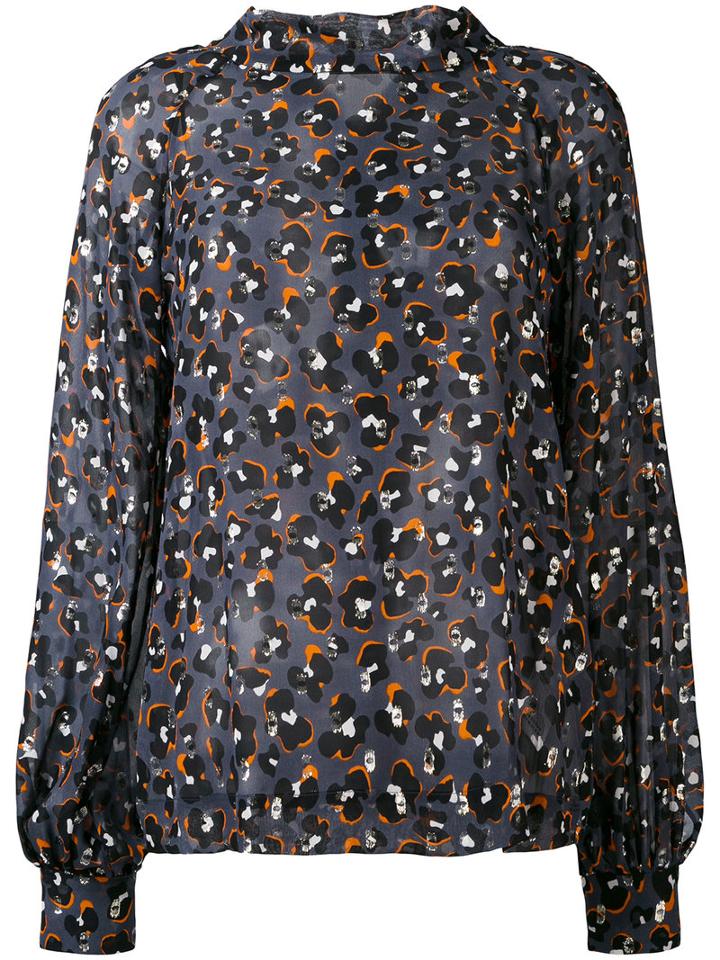 Dorothee Schumacher - Leopard Print Blouse - Women - Silk/metallic Fibre - 1, Grey, Silk/metallic Fibre