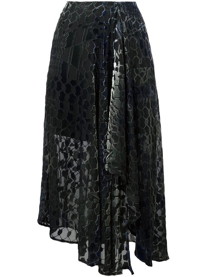 Lala Berlin Asymmetric Velvet Skirt, Women's, Size: Large, Black, Viscose/polyamide/silk
