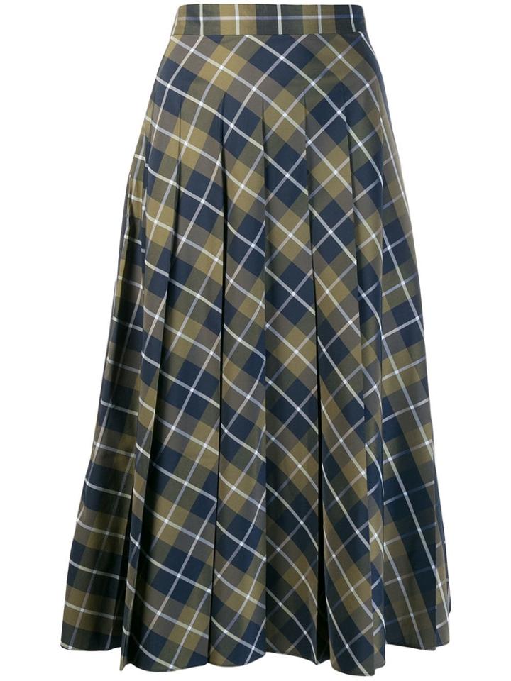 Margaret Howell Check Pleated Skirt - Green