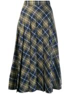 Margaret Howell Check Pleated Skirt - Green