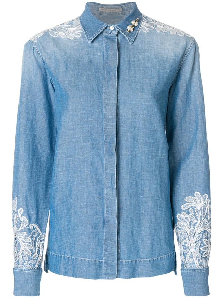 Ermanno Scervino Embellished Denim Shirt - Blue