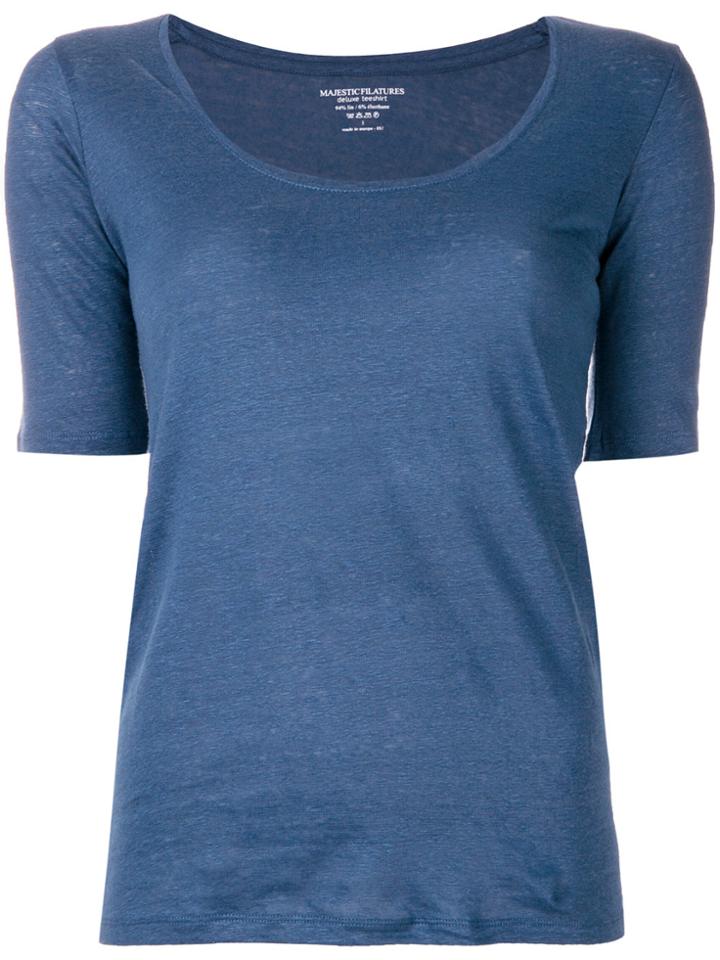 Majestic Filatures Knit V-neck Top - Blue