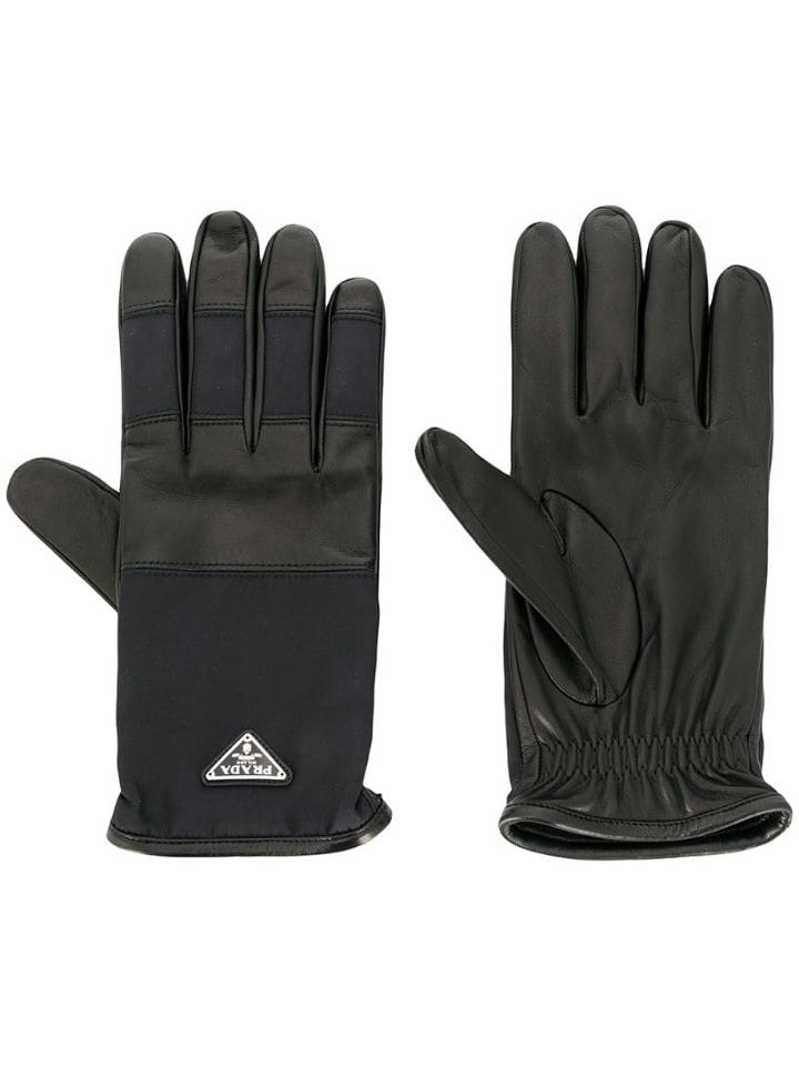 Prada Logo Plaque Gloves - Black