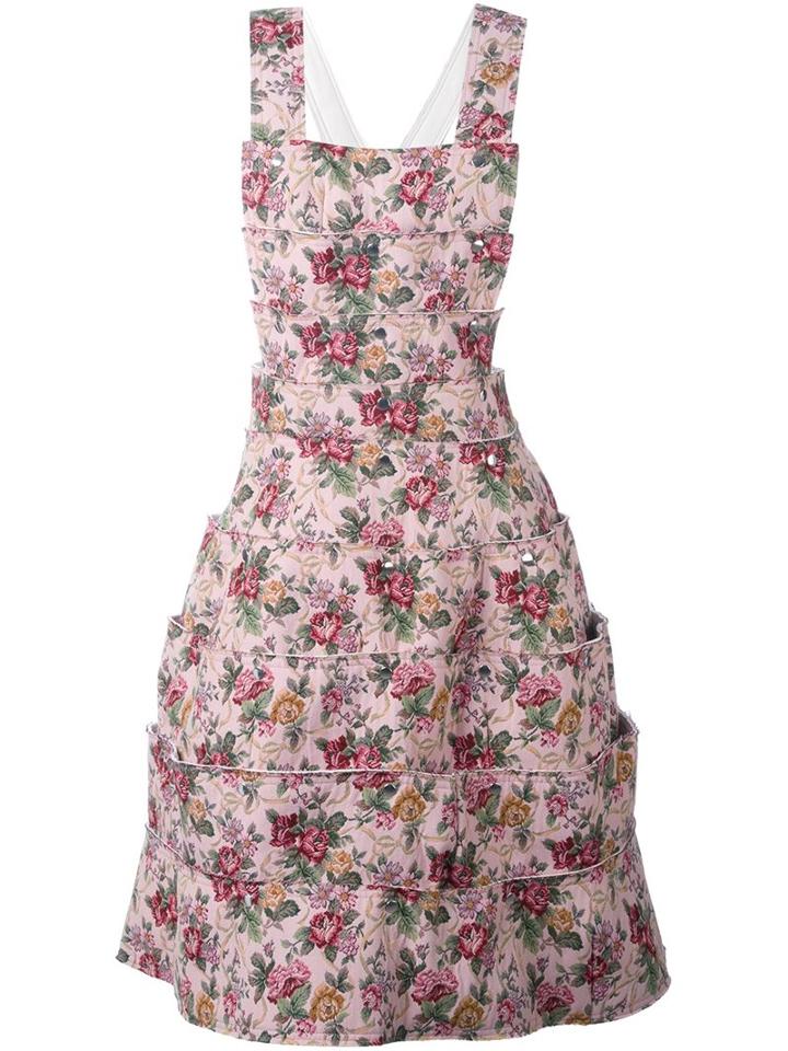 Comme Des Garçons Floral Pinafore Dress, Women's, Size: Small, Pink/purple, Polyester/rayon/acrylic/triacetate