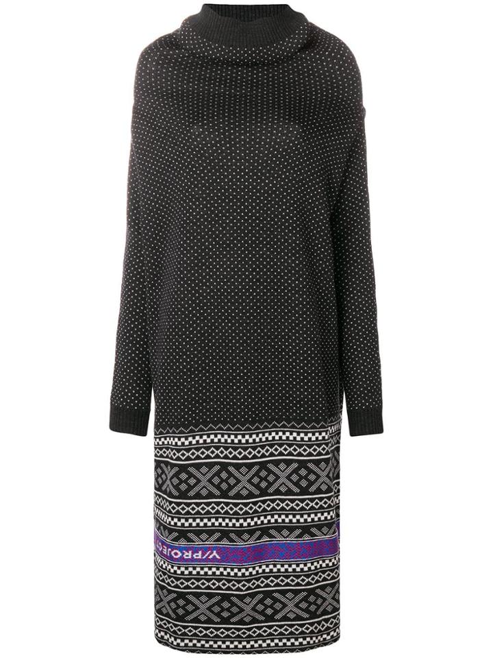 Y / Project Intarsia-knit Dress - Black