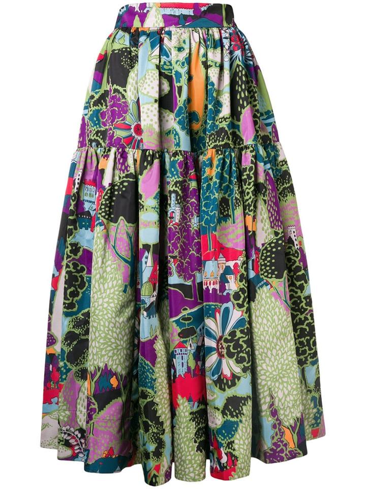 La Doublej Scenery Print Skirt - Green
