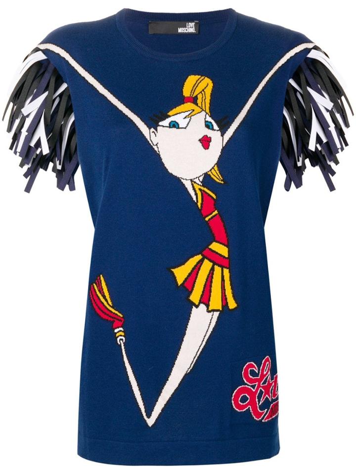 Love Moschino Cheerleader Fringe Jumper - Blue