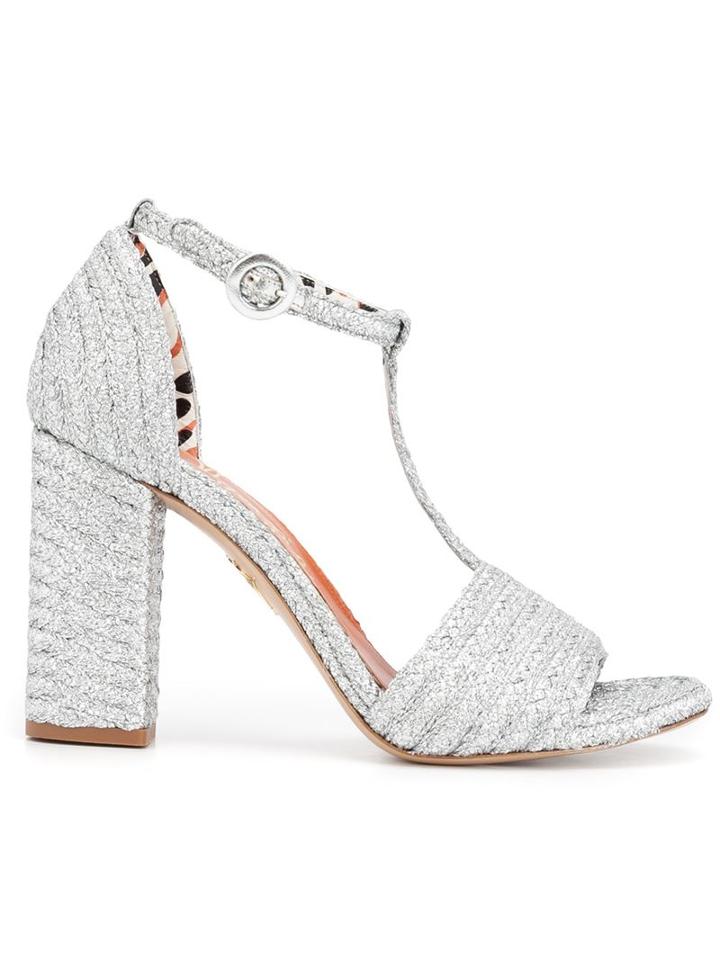 Charlotte Olympia Jane Sandals, Women's, Size: 39.5, Grey, Raffia