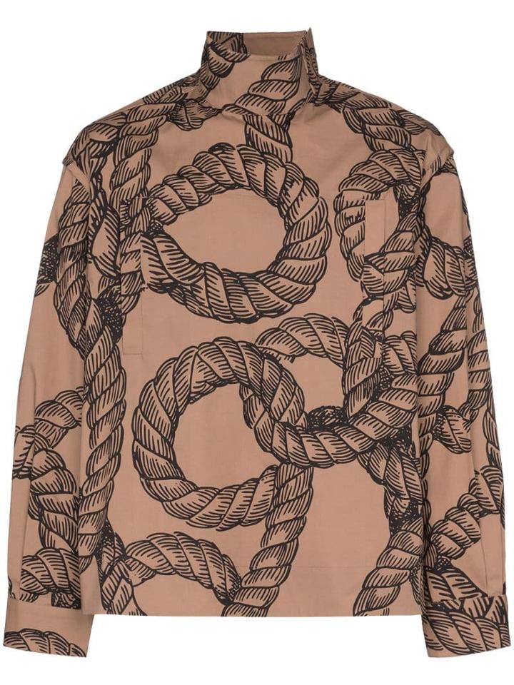Pronounce Infinity Rope Print Shirt - Brown