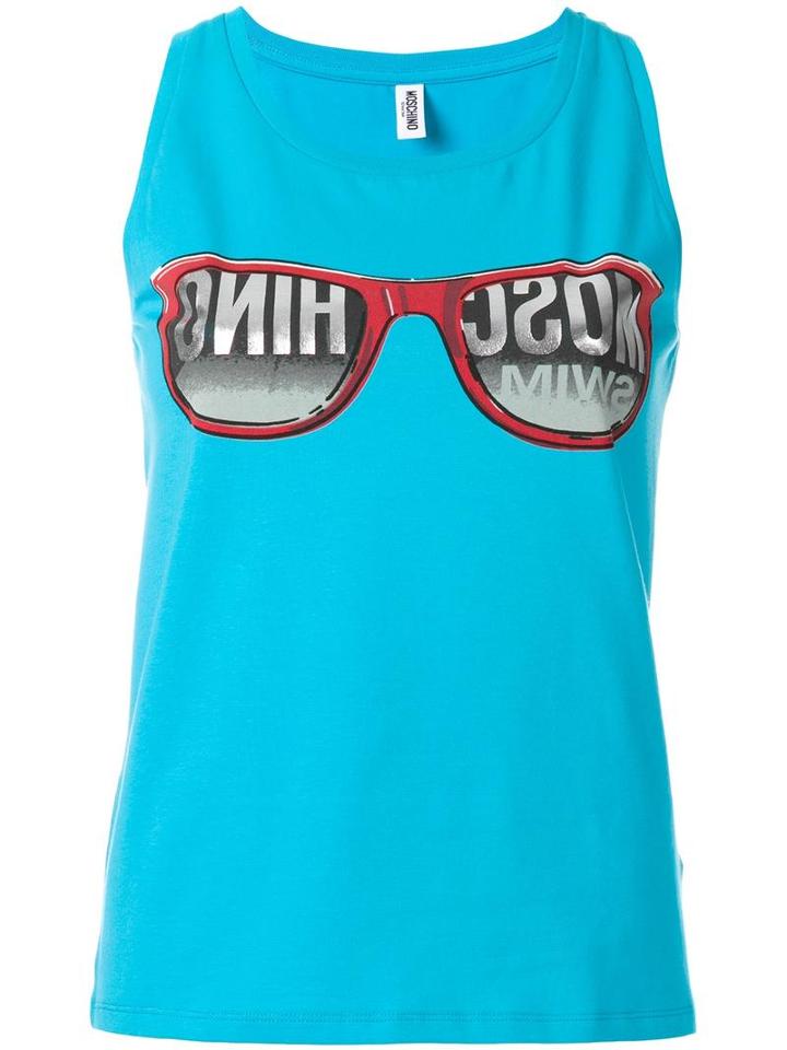 Moschino Swim Canotta Tank, Women's, Size: Small, Blue, Cotton/spandex/elastane
