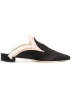 Racine Carree Fringed Cut-detail Mules - Black