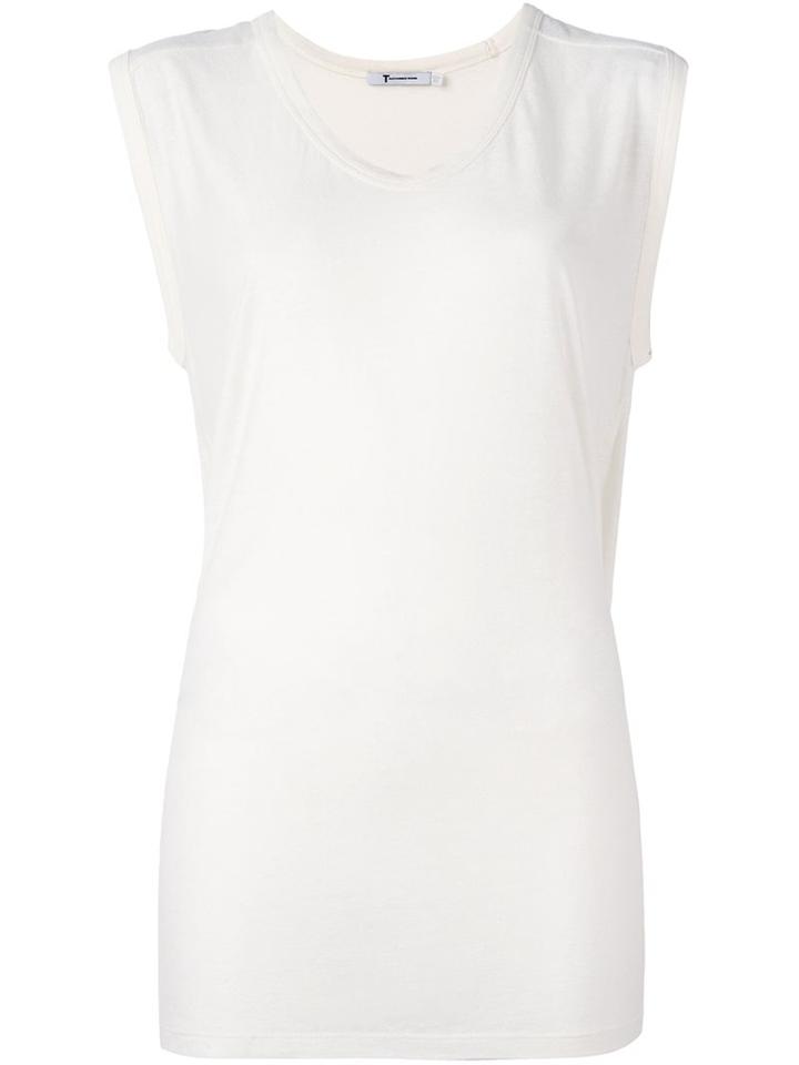 T By Alexander Wang V-neck T-shirt, Women's, Size: Large, White, Silk/rayon