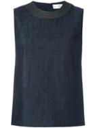 Victoria Victoria Beckham Stitching Detail Top, Women's, Size: 10, Blue, Cotton/polyester/spandex/elastane