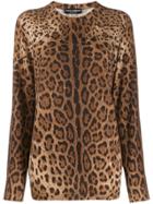 Dolce & Gabbana Cashmere Animal Print Sweater - Brown