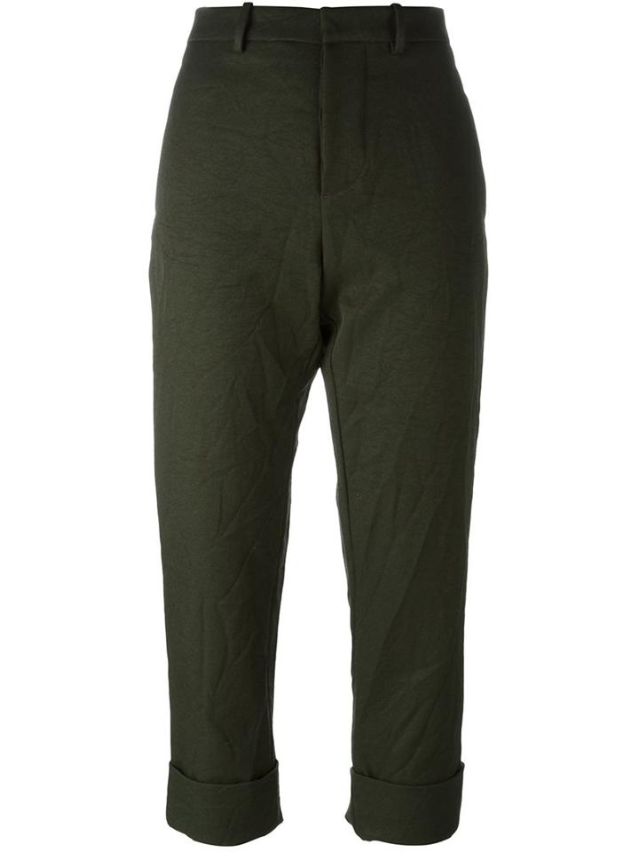 Marni Casual Cropped Trousers, Women's, Size: 42, Green, Polyester/cotton