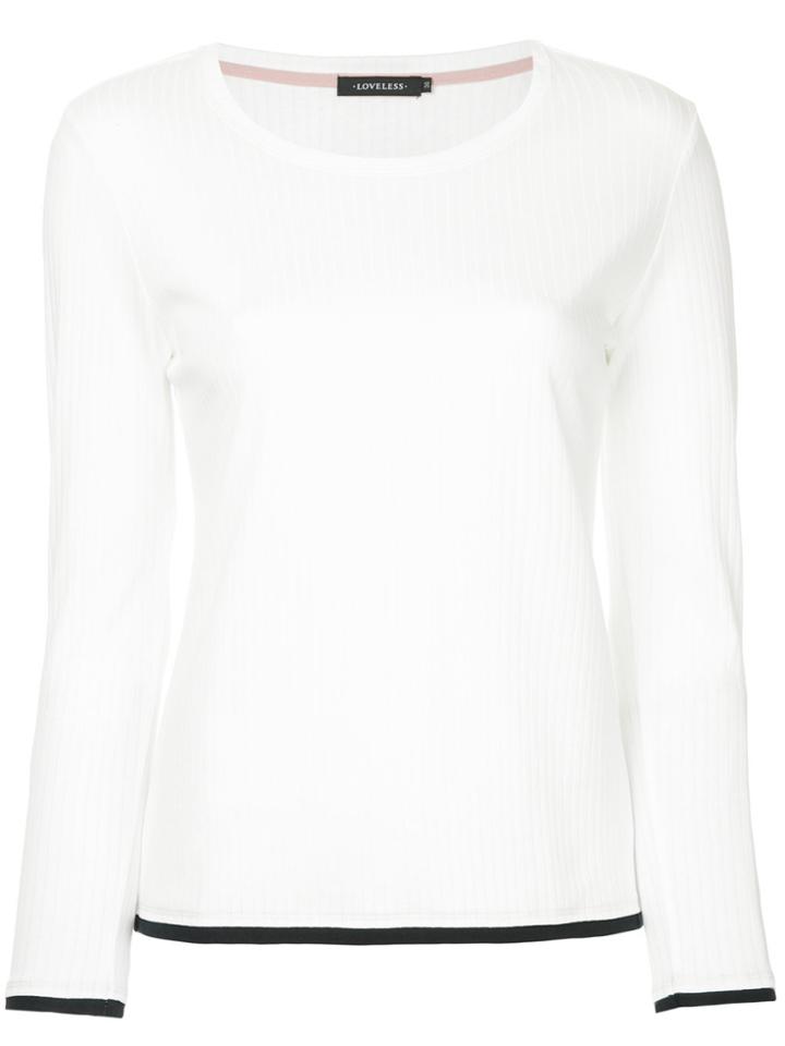 Loveless Ribbed Long Sleeve T-shirt - White