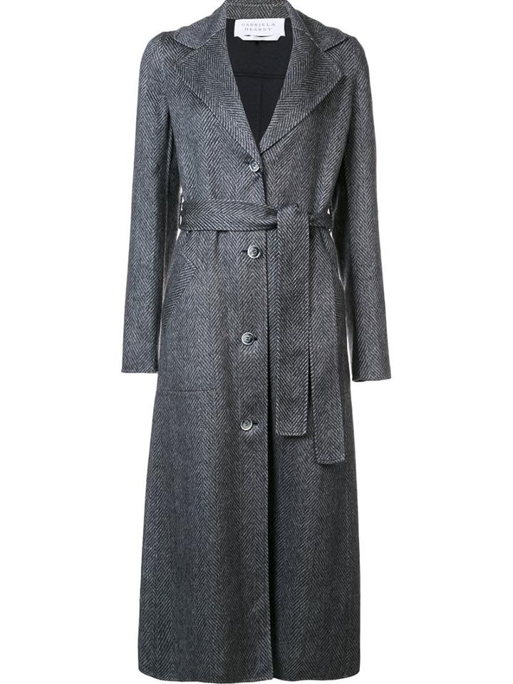 Gabriela Hearst Chevron Long Coat, Women's, Size: 38, Grey, Cashmere