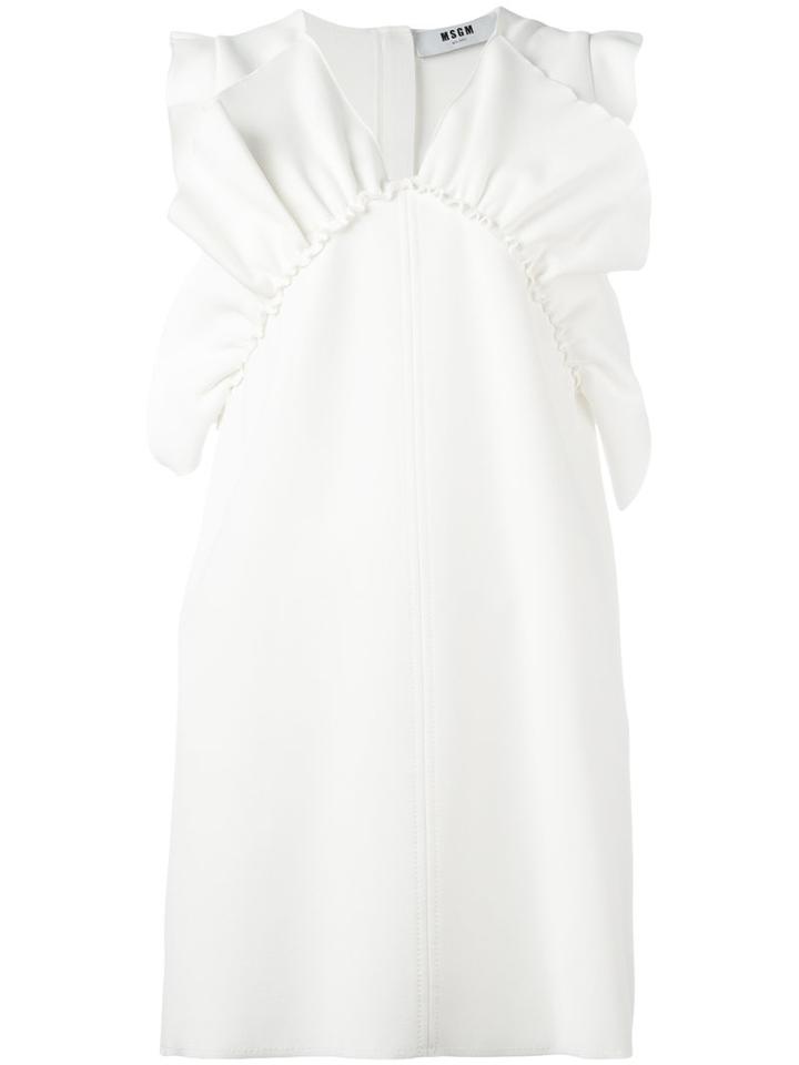 Msgm Pleated Trim Dress, Women's, Size: 40, White, Polyester/spandex/elastane/viscose