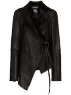 Ann Demeulemeester Shearling Trimmed Leather Jacket - Black