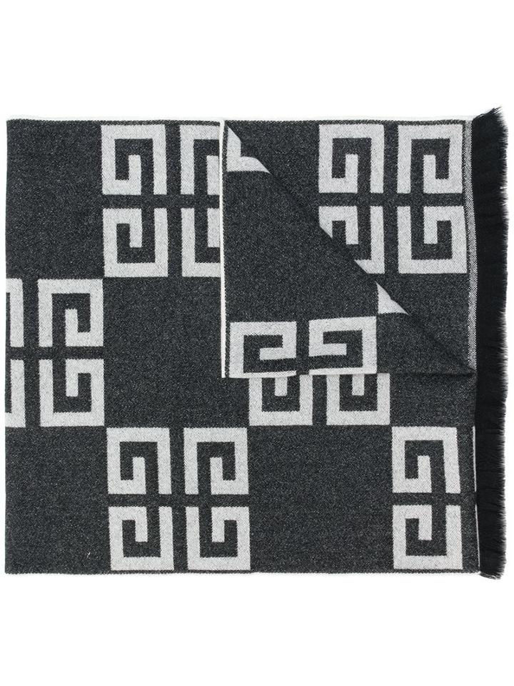 Givenchy Fringed Logo Scarf - Black