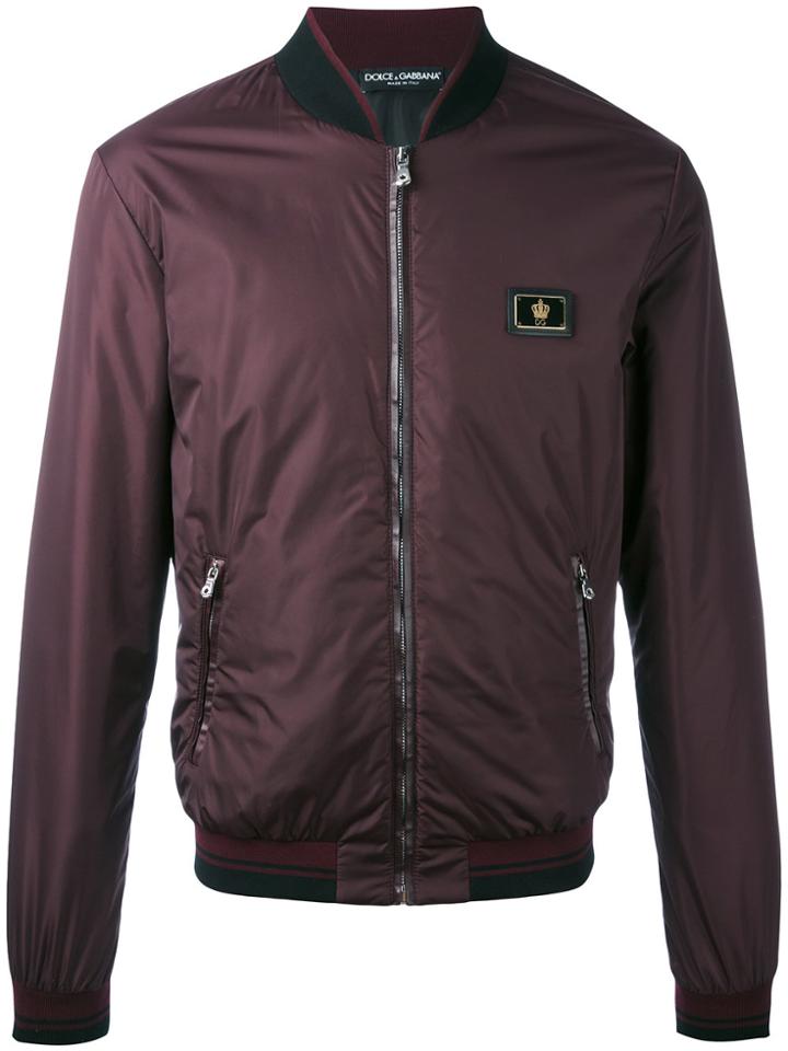 Dolce & Gabbana Crown Logo Plaque Bomber Jacket - Pink & Purple