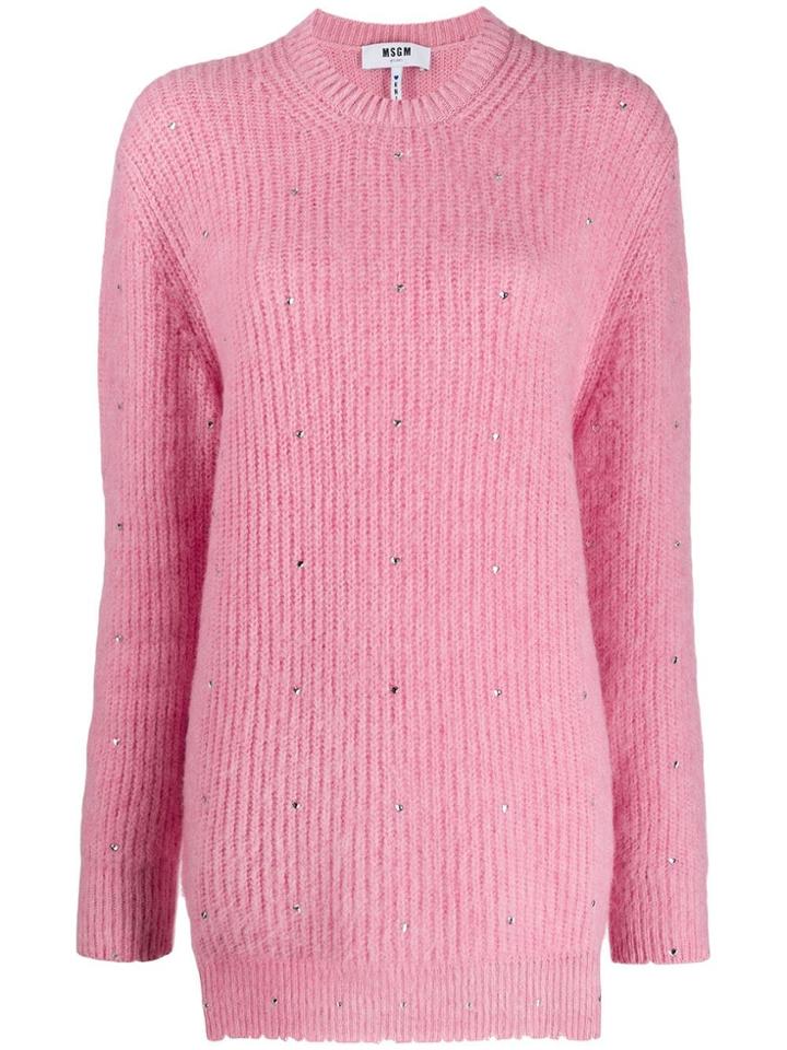 Msgm Crystal-embellished Jumper - Pink