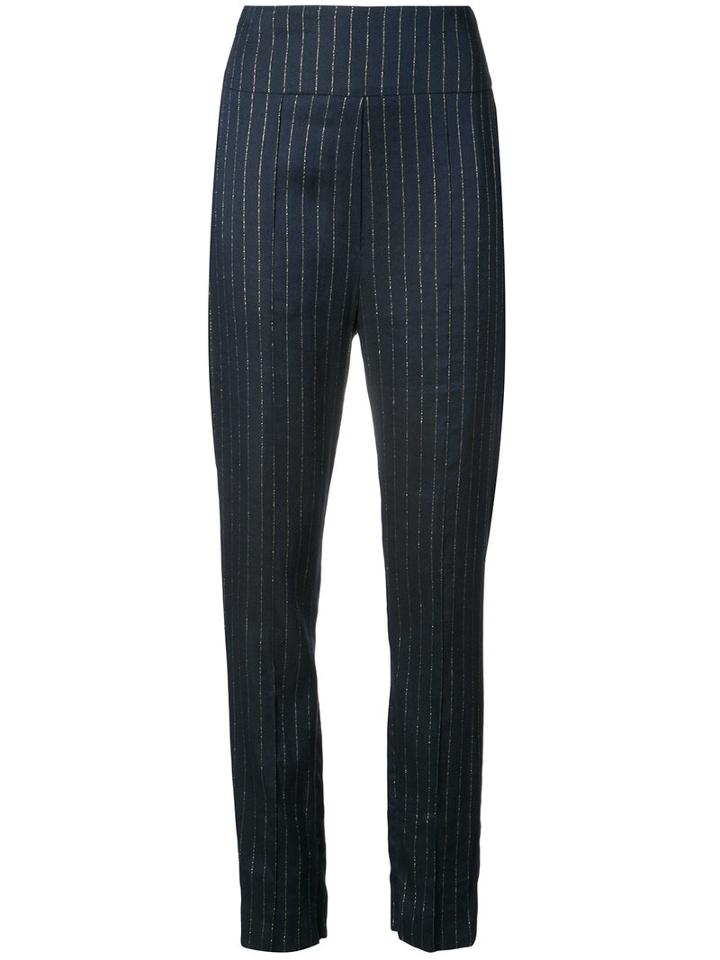Alexandre Vauthier - Pinstripe Trousers - Women - Linen/flax/lurex/viscose - 40, Blue, Linen/flax/lurex/viscose