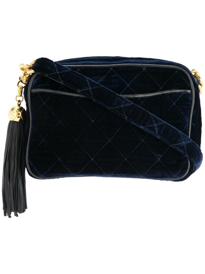 Chanel Vintage Cc Fringe Shoulder Bag - Blue