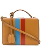 Mark Cross Top Snap Striped Satchel - Brown