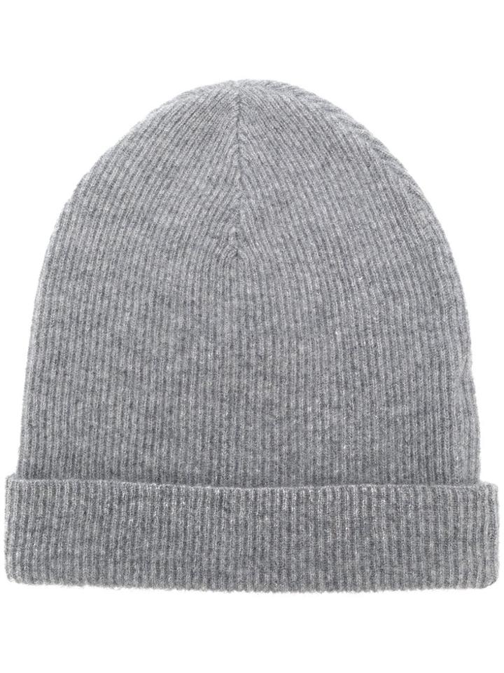 Cashmere In Love Cashmere Ribbed Beanie - Grey