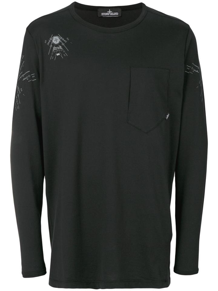 Stone Island Shadow Project Printed Long Sleeve Top - Black