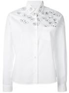 Jimi Roos Flower Appliqué Shirt, Women's, Size: Large, White, Cotton