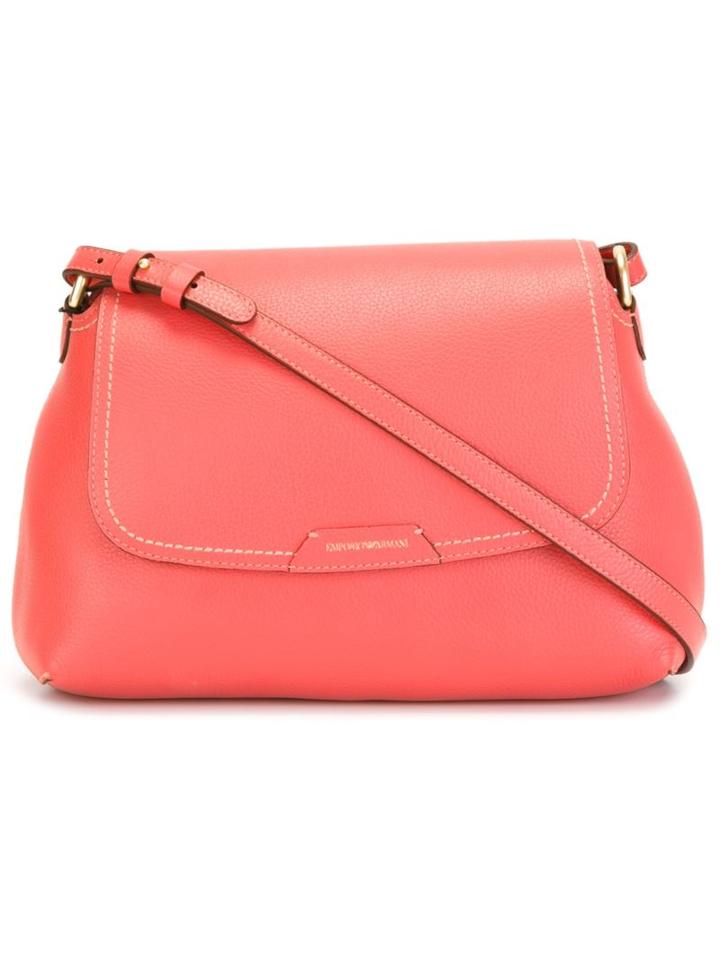 Emporio Armani Flap Closure Cross Body Bag, Women's, Pink/purple, Leather