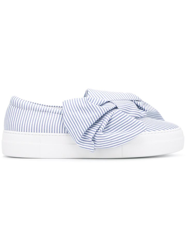 Joshua Sanders Bow Striped Slip-on Sneakers - Blue