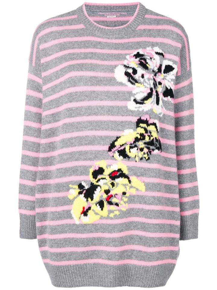 Ermanno Scervino Striped Floral Jumper - Grey