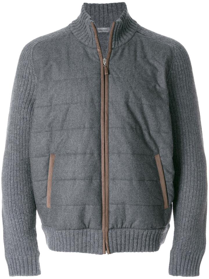 Barba Zipped Knitted Jacket - Grey