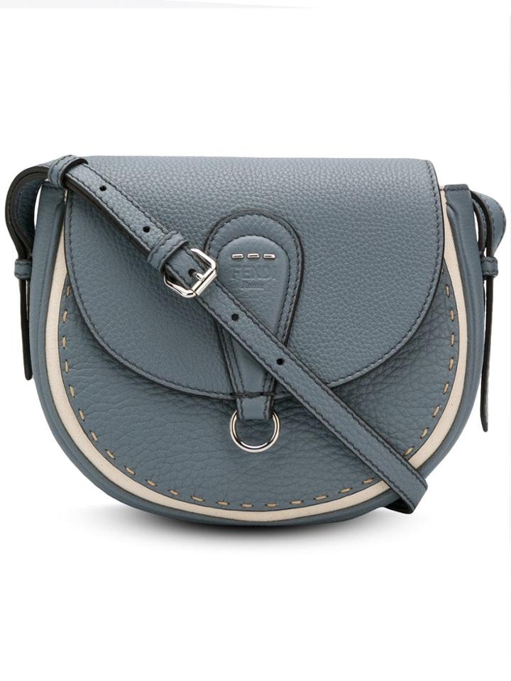 Fendi Stitched Saddle Bag - Blue