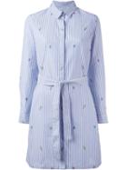 Kenzo Badge Embroidered Shirt Dress, Women's, Size: 34, Blue, Cotton