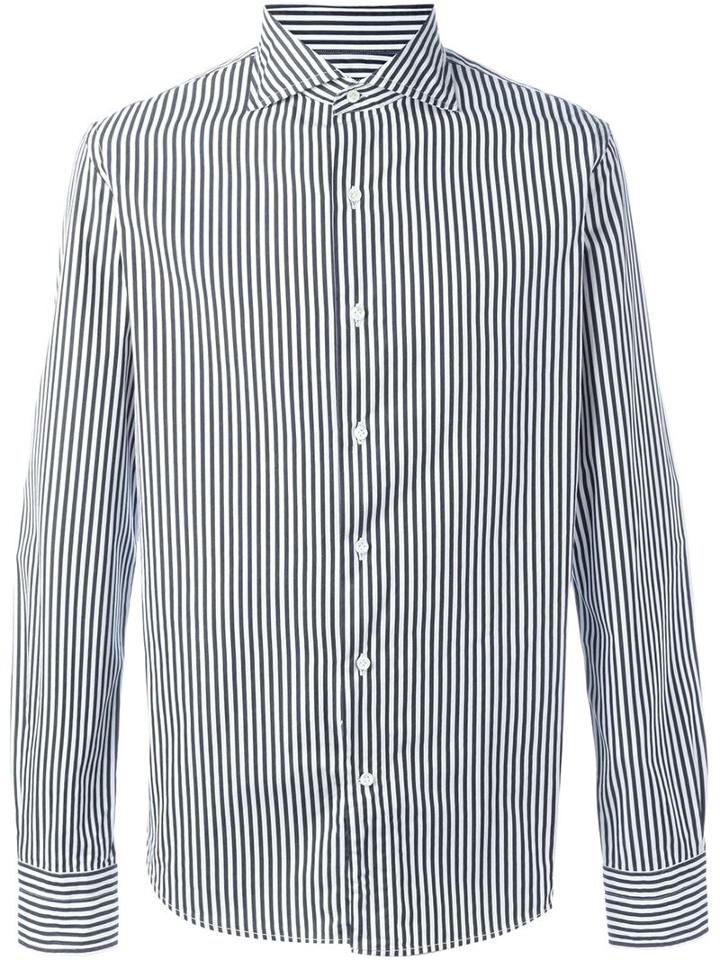 Gabriele Pasini Striped Shirt, Men's, Size: 41, Black, Cotton