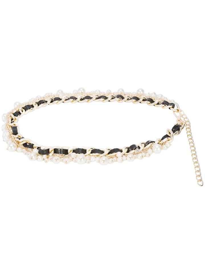 Edward Achour Paris Chain And Pearl Belt - Metallic
