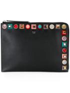 Fendi - 2jours Clutch - Women - Calf Leather/metal (other) - One Size, Black, Calf Leather/metal (other)