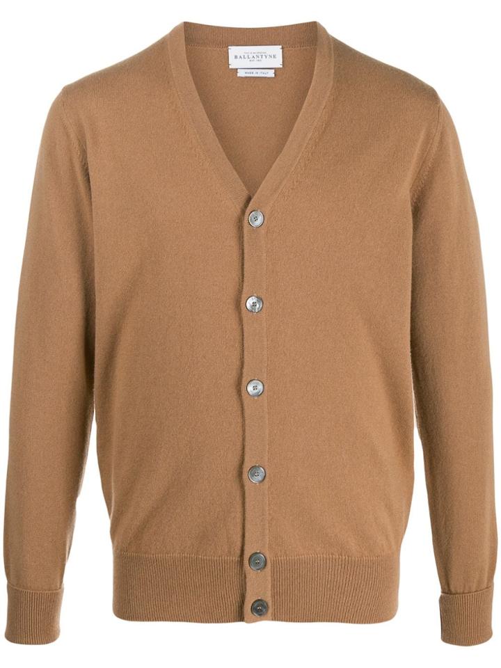 Ballantyne V-neck Cashmere Cardigan - Brown
