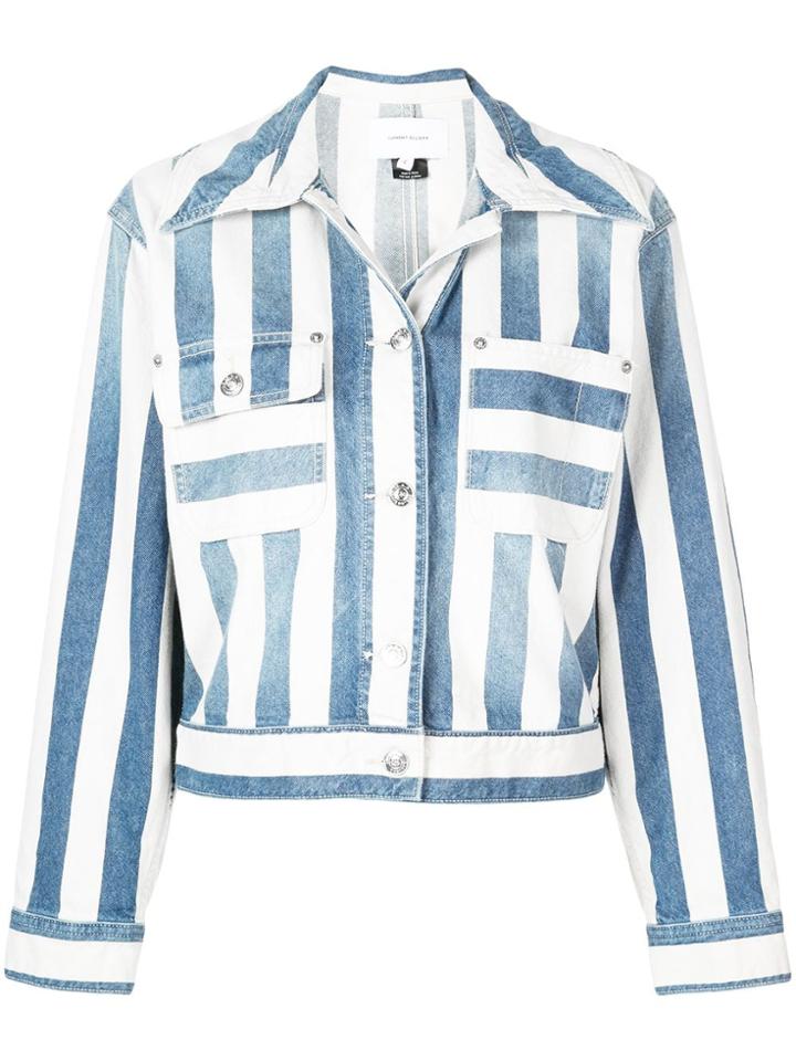 Current/elliott Striped Denim Jacket - Blue