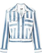 Current/elliott Striped Denim Jacket - Blue